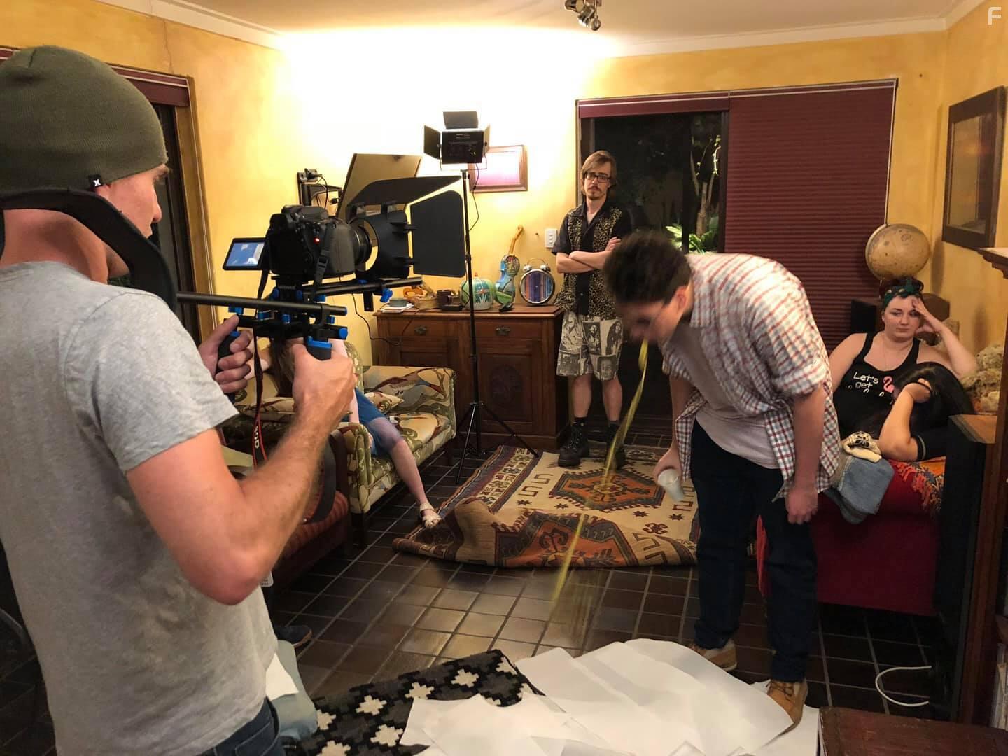 Philip Lynch, Daniel Buckle, Sergio Zanello, Tanya Dharmapala, and Levon J. Polinelli in Everybody Gets Stabbed (2020)