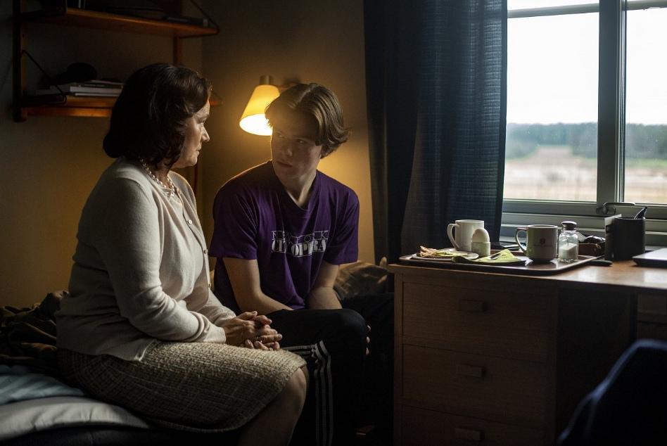 Pernilla August and Edvin Ryding in Young Royals (2021)