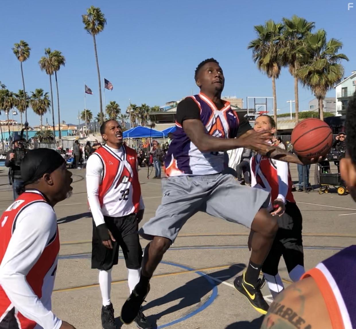 Nick Cannon, Robin Kennedy, Chris Brown, Tammy Brawner, and Melody Kandil in She Ball (2020)