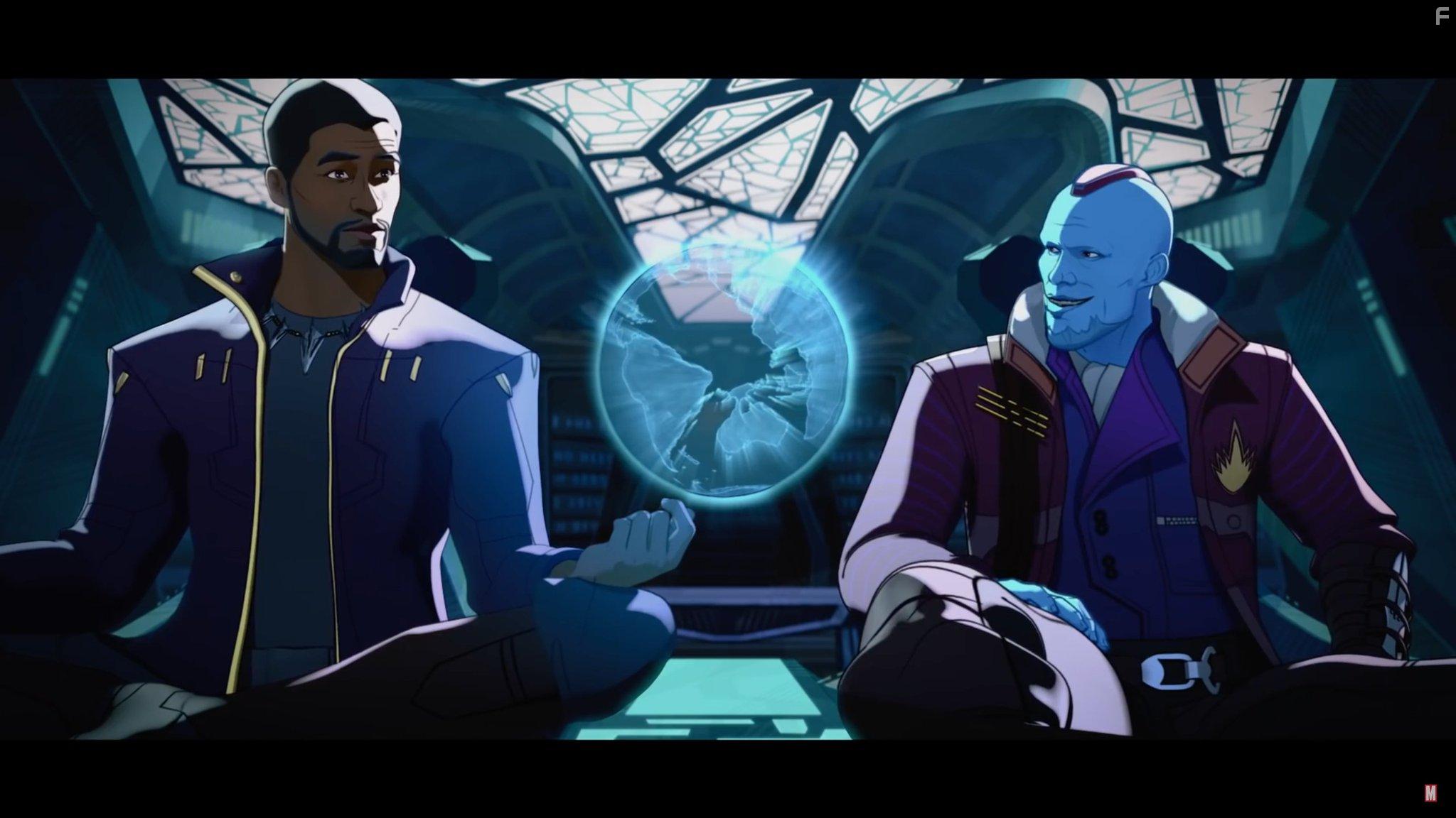 Michael Rooker and Chadwick Boseman in What If...? (2021)