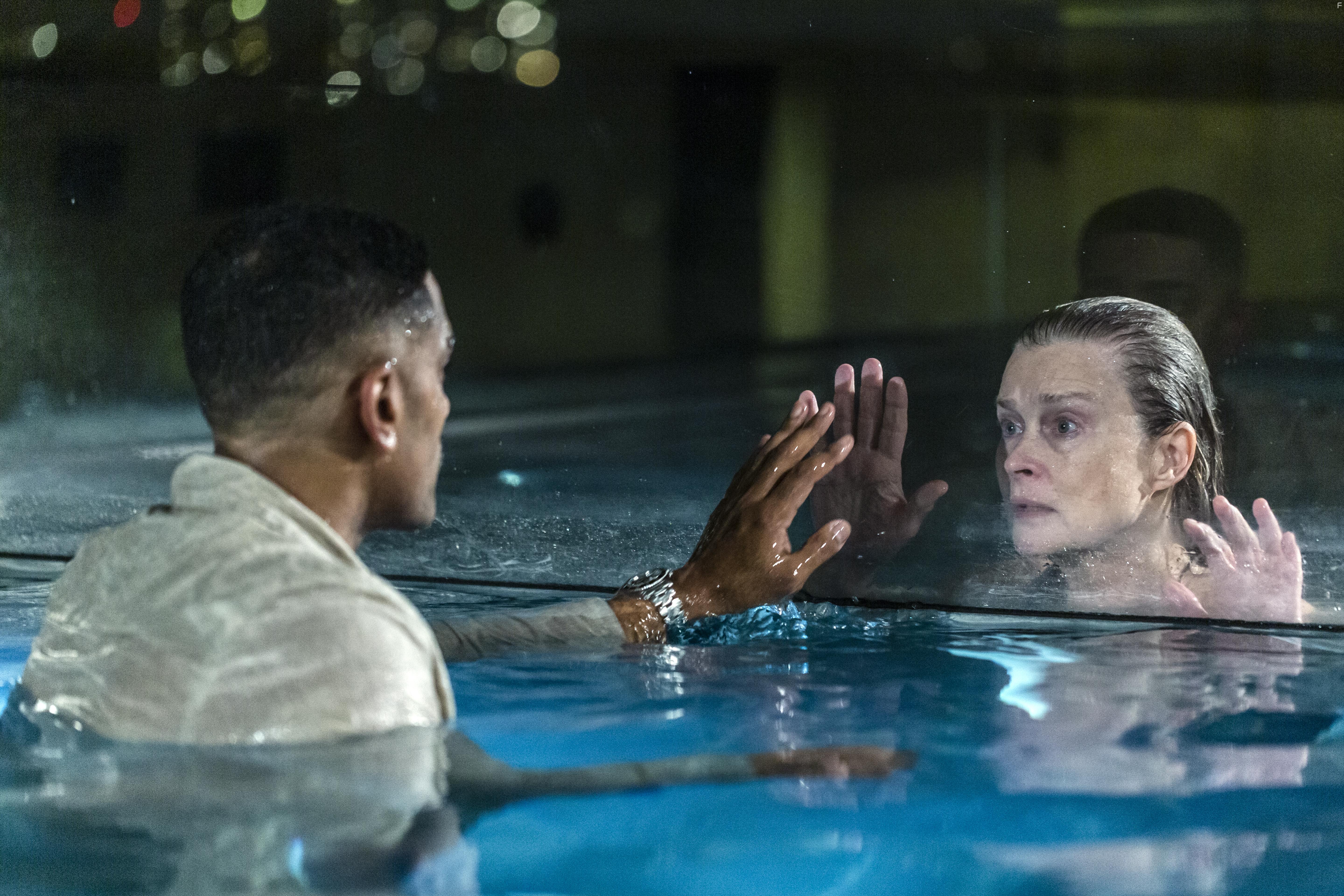 Lena Endre and Alexander Karim in Glacir (2021)