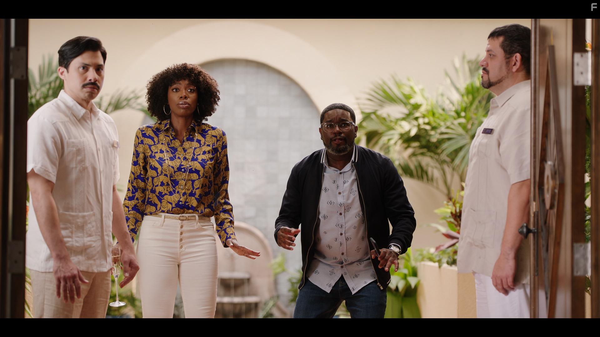Carlos Santos, Lil Rel Howery, and Yvonne Orji in Vacation Friends (2021)