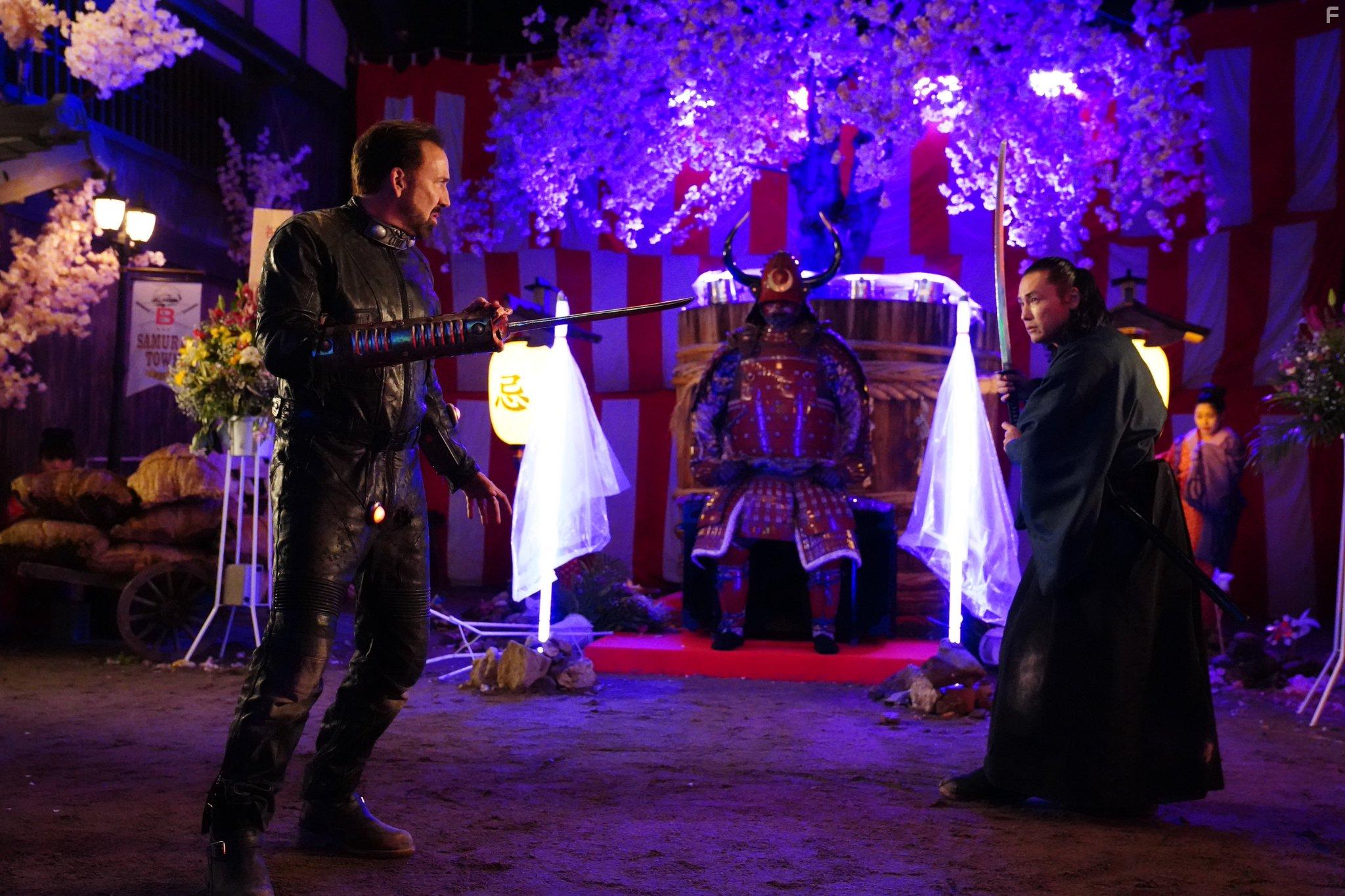 Nicolas Cage and Tak Sakaguchi in Prisoners of the Ghostland (2021)