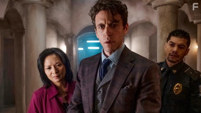 Rick Gonzalez, Sumalee Montano, and Ashley Zukerman in The Lost Symbol (2021)