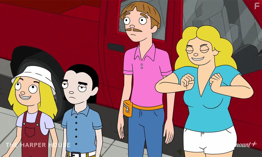 Jason Lee, Tatiana Maslany, and Ryan Flynn in The Harper House (2021)