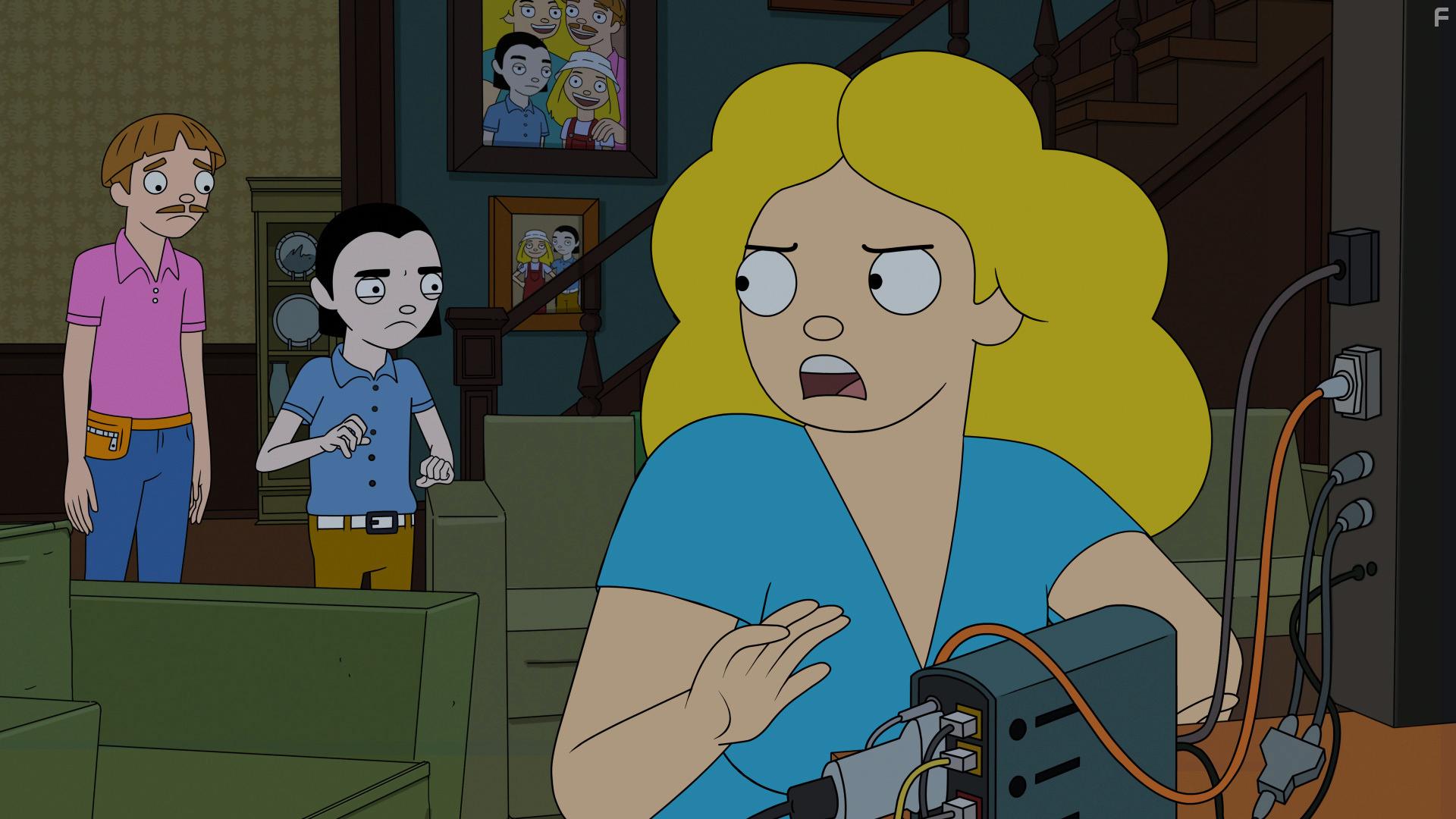 Jason Lee, Rhea Seehorn, and Ryan Flynn in The Harper House (2021)