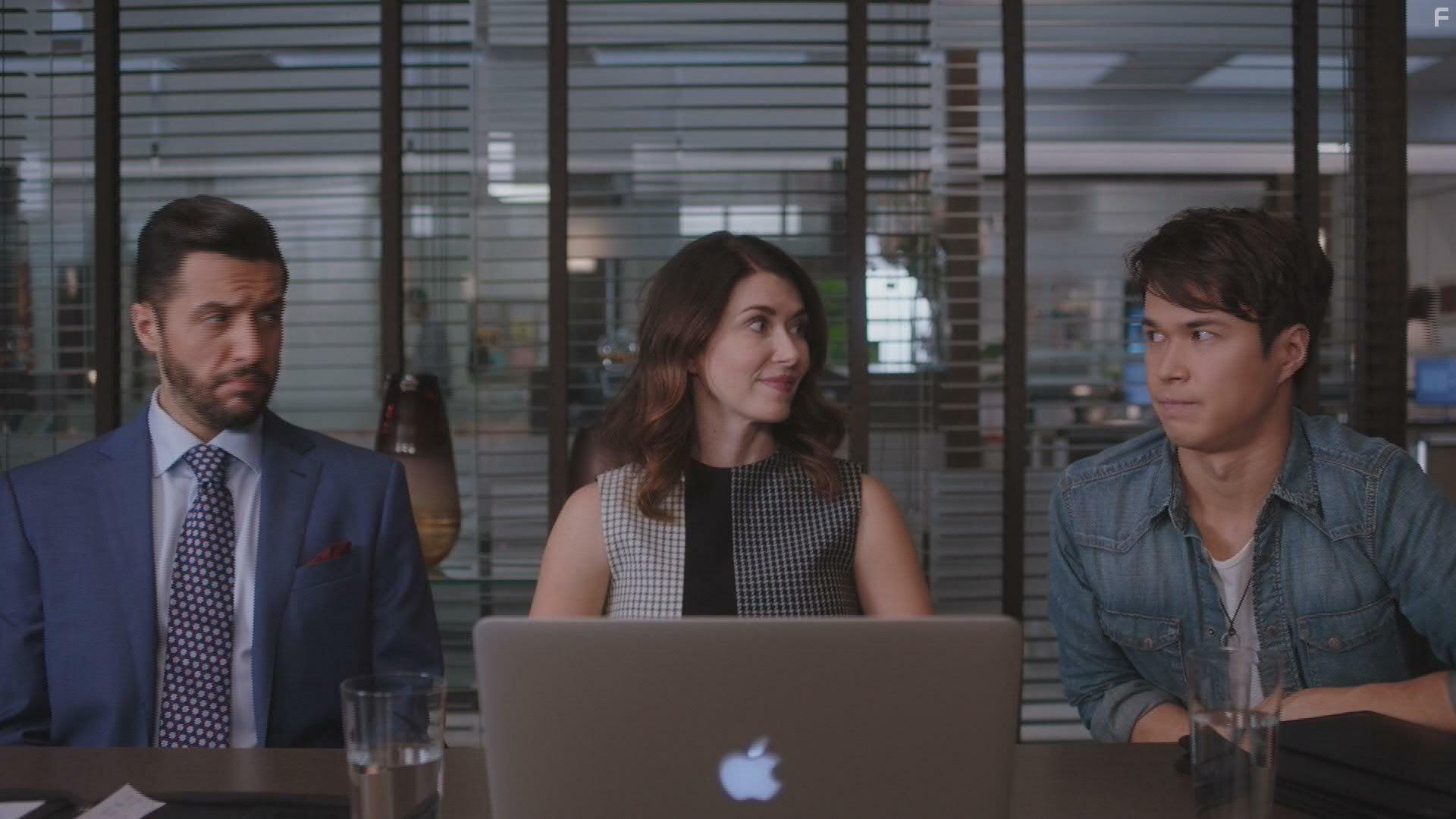 Jewel Staite, Zach Smadu, and Kai Bradbury in Family Law (2021)