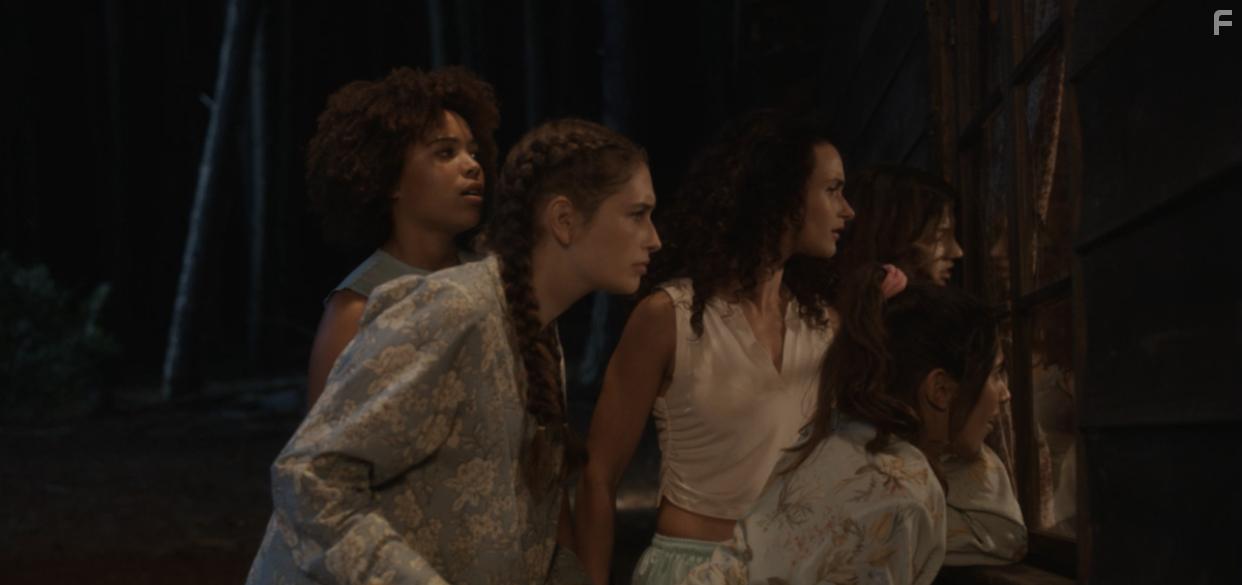 Hannah Gonera, Reze-Tiana Wessels, Mila Rayne, Alex McGregor, and Frances Sholto-Douglas in Slumber Party Massacre (2021)