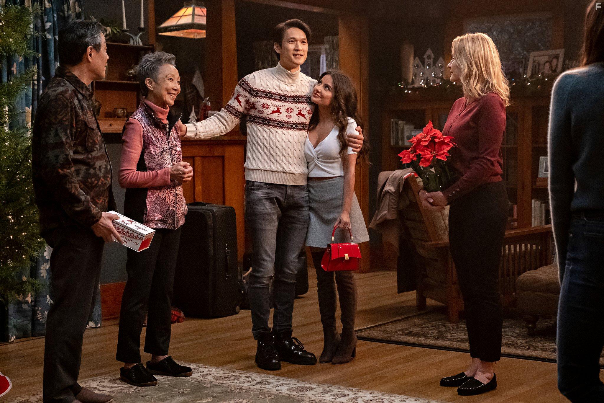 Takayo Fischer, James Saito, Rebecca Staab, Harry Shum Jr., and Mikaela Hoover in Love Hard (2021)