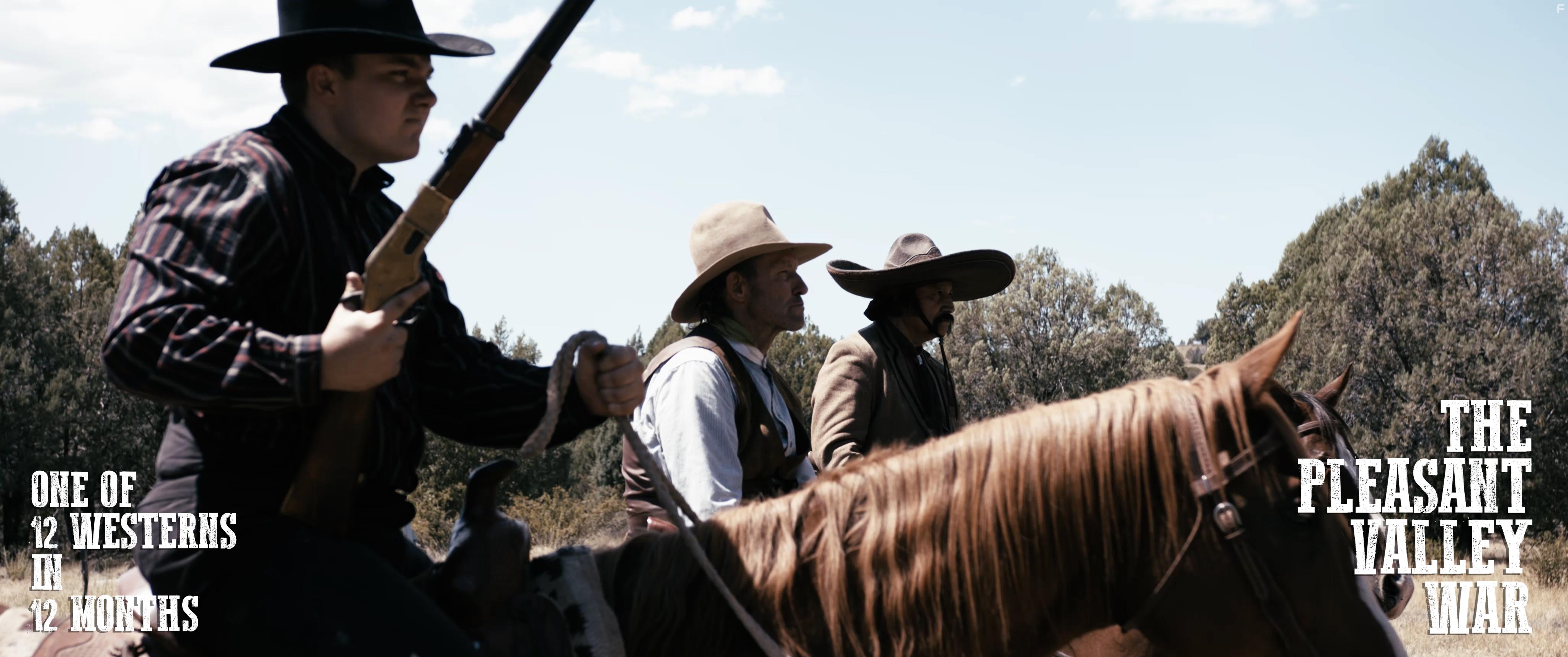 Nicholas R. Cox, Gilberto Zaragoza, and David Holmes in The Pleasant Valley War (2021)