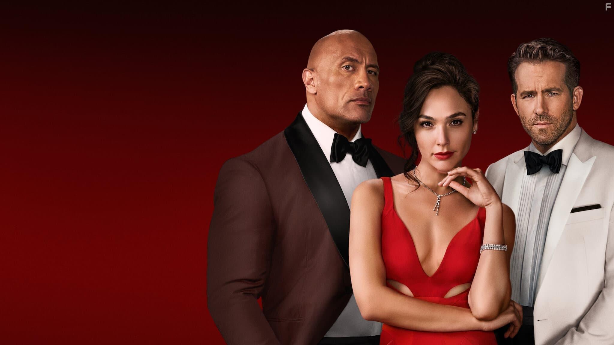 Ryan Reynolds, Dwayne Johnson, and Gal Gadot in Red Notice (2021)