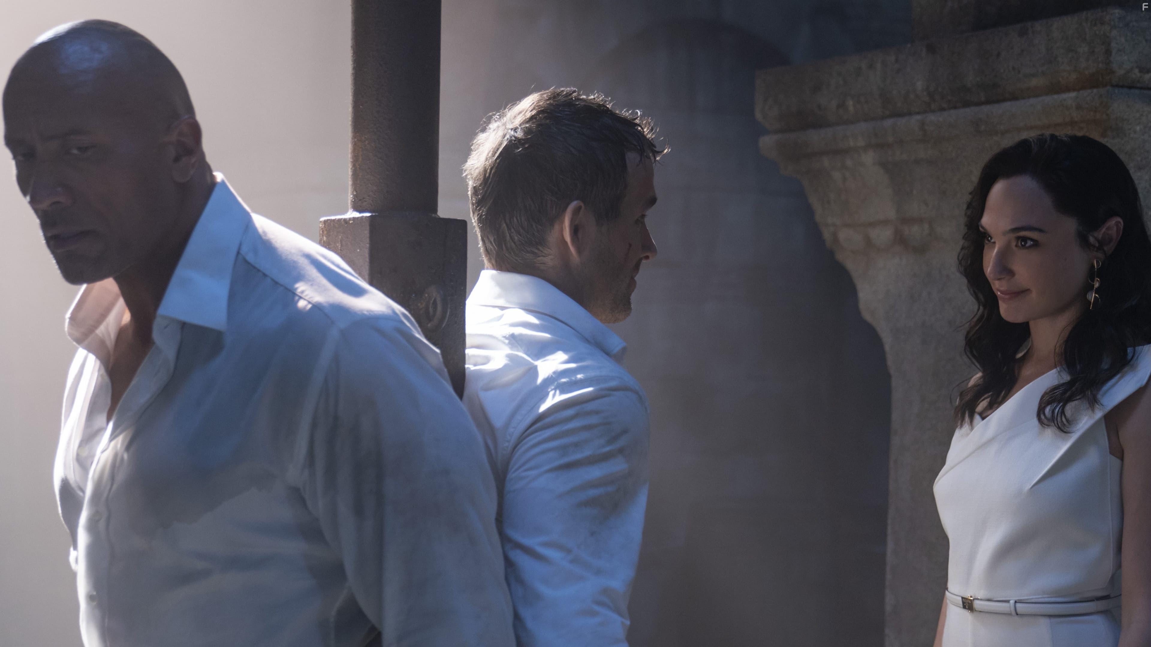 Ryan Reynolds, Dwayne Johnson, and Gal Gadot in Red Notice (2021)