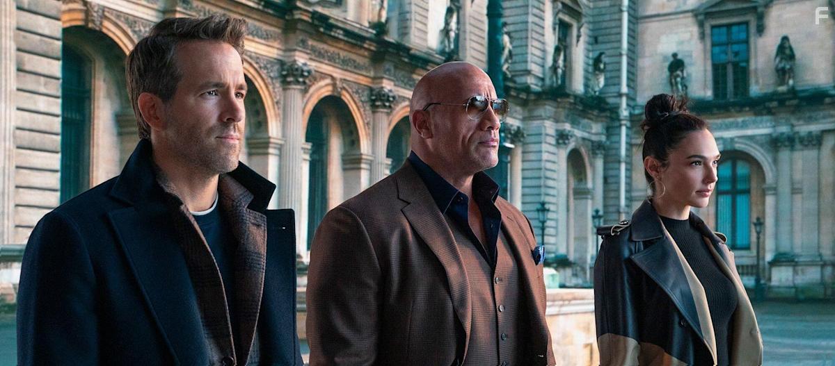 Ryan Reynolds, Dwayne Johnson, and Gal Gadot in Red Notice (2021)