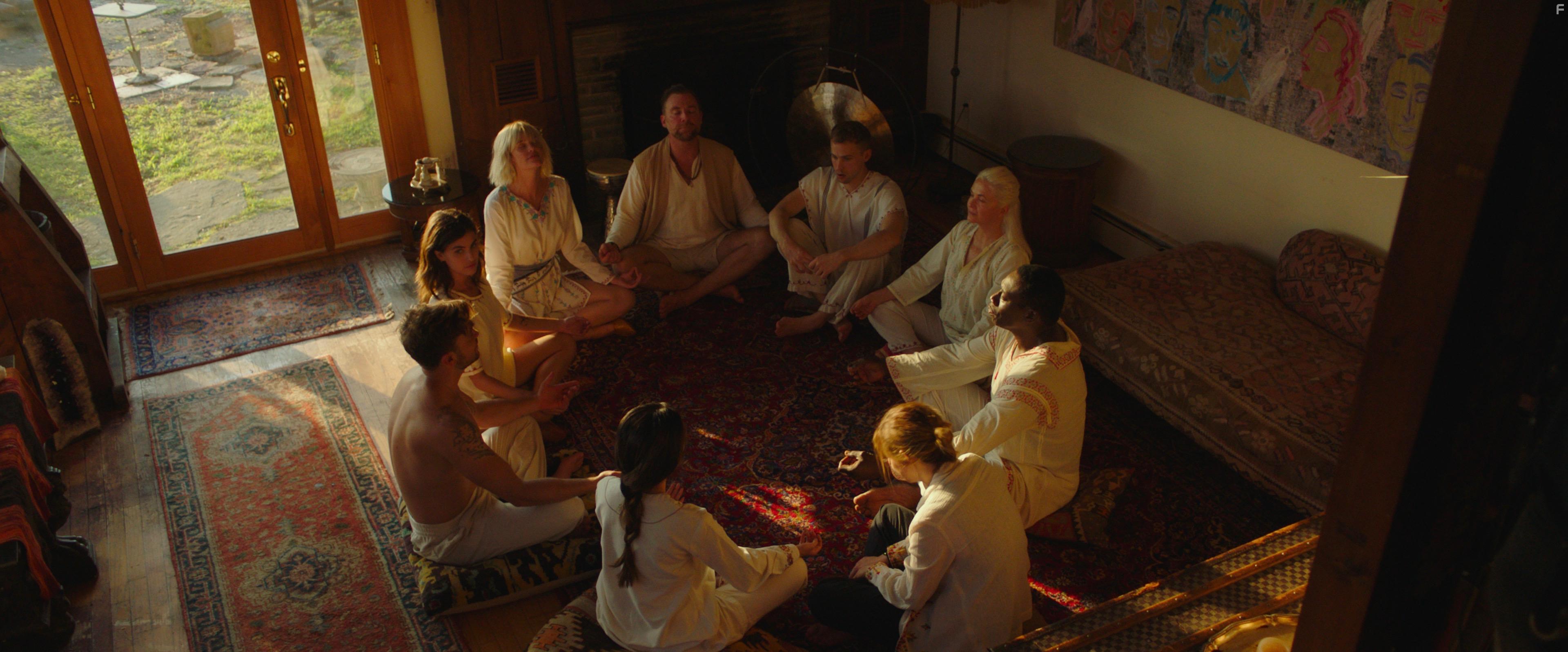 Cornelia Guest, Hakeem Kae-Kazim, Emrhys Cooper, Fiona Dourif, Olivia Sui, Rainey Qualley, Taylor Bagley, and Donal Brophy in The Shuroo Process (2021)