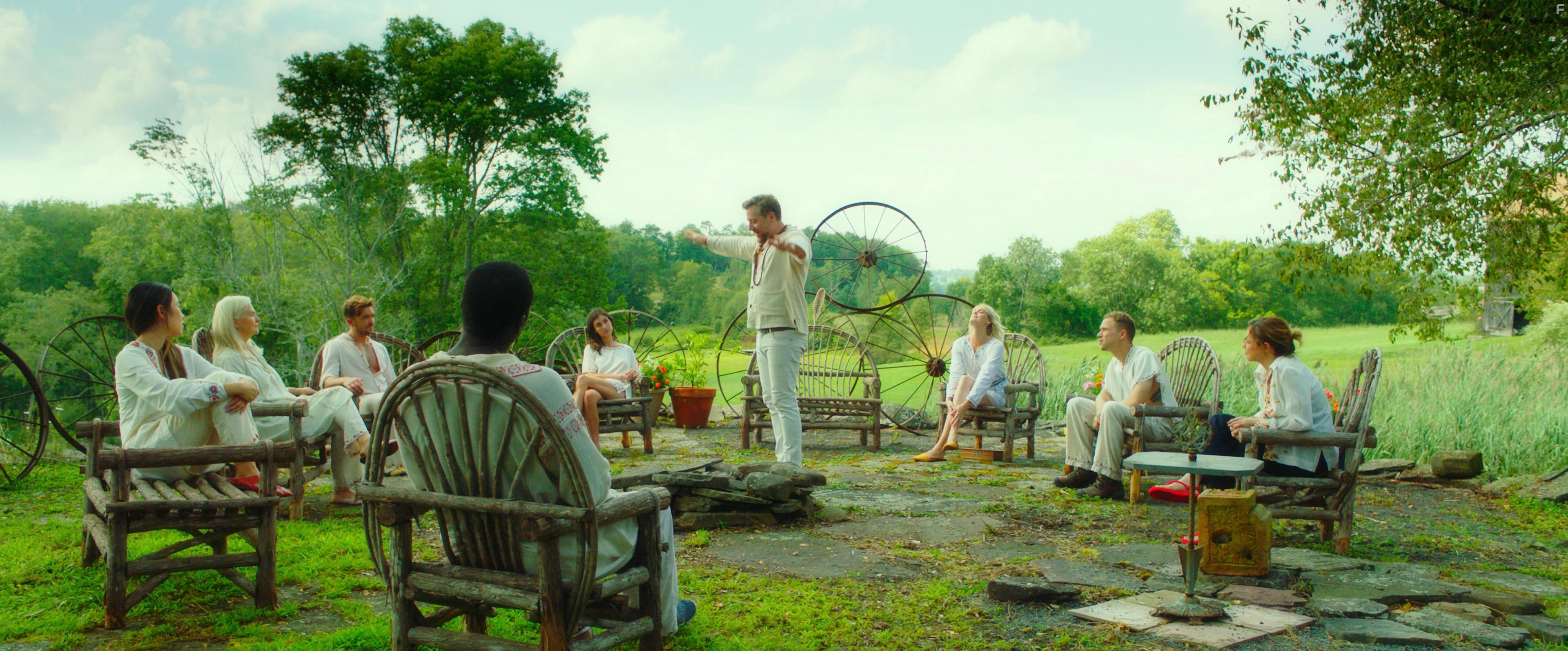 Cornelia Guest, Hakeem Kae-Kazim, Emrhys Cooper, Fiona Dourif, Olivia Sui, Rainey Qualley, and Taylor Bagley in The Shuroo Process (2021)