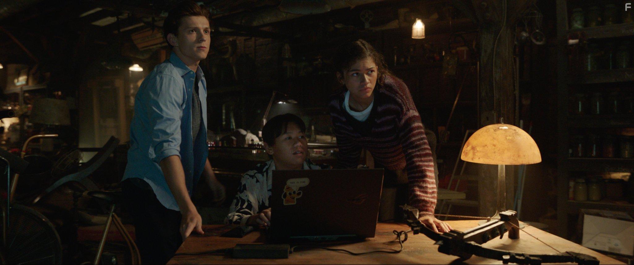 Zendaya, Tom Holland, and Jacob Batalon in Spider-Man: No Way Home (2021)