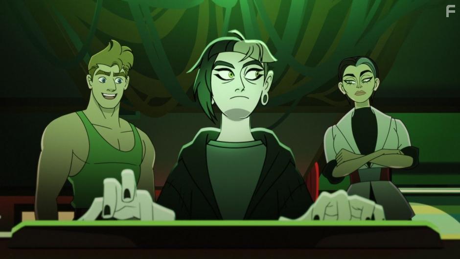 Laurie Metcalf, David Harbour, and Patti Harrison in Q-Force (2021)