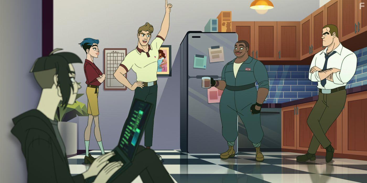 Sean Hayes, Wanda Sykes, David Harbour, Matt Rogers, and Patti Harrison in Q-Force (2021)