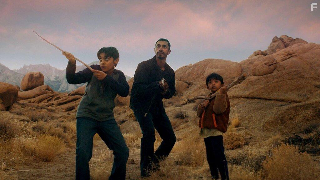 Aditya Geddada, Riz Ahmed, and Lucian-River Chauhan in Encounter (2021)