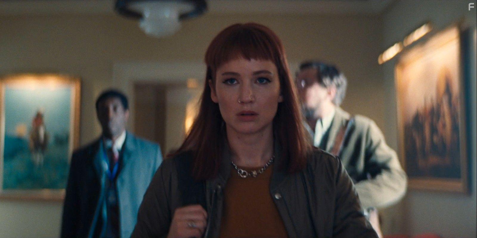 Leonardo DiCaprio, Rob Morgan, and Jennifer Lawrence in Don't Look Up (2021)