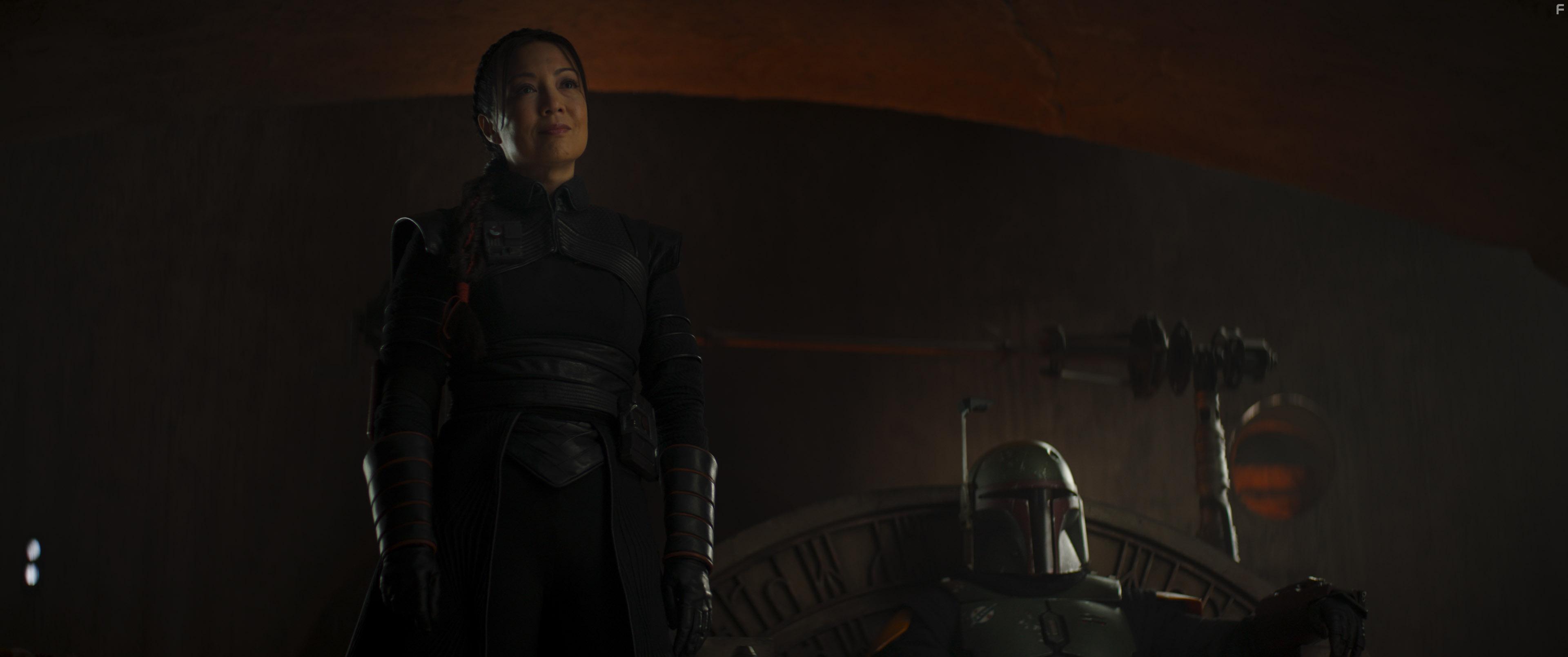 Ming-Na Wen and Temuera Morrison in The Book of Boba Fett (2021)