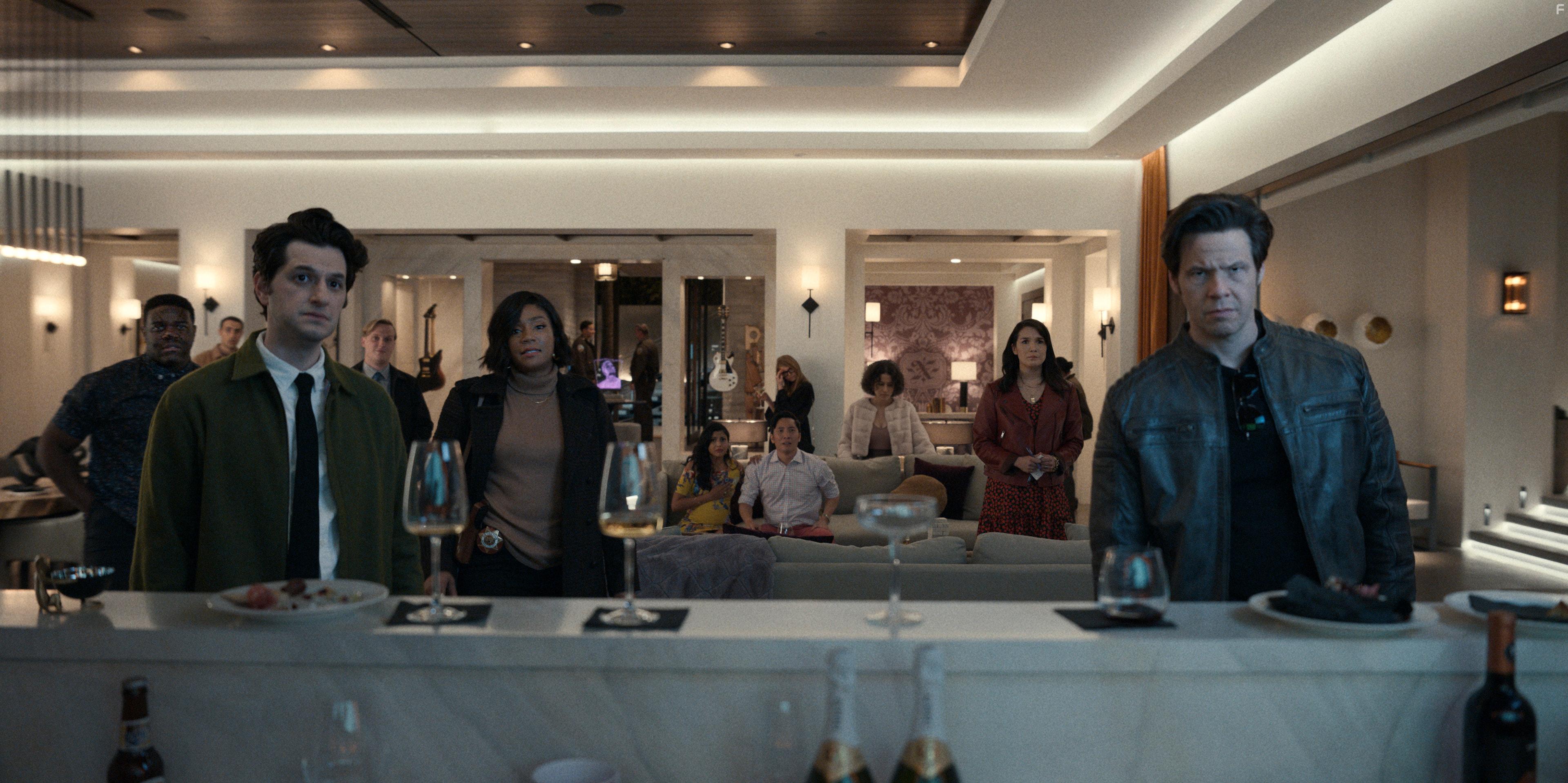 Ike Barinholtz, Kelvin Yu, Tiya Sircar, Tiffany Haddish, Ben Schwartz, Genevieve Angelson, Zoe Chao, Sam Richardson, and Ilana Glazer in The Afterparty (2022)