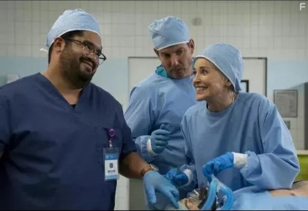 Sharon Stone, Will Arnett, and Josh Banday in Murderville (2022)