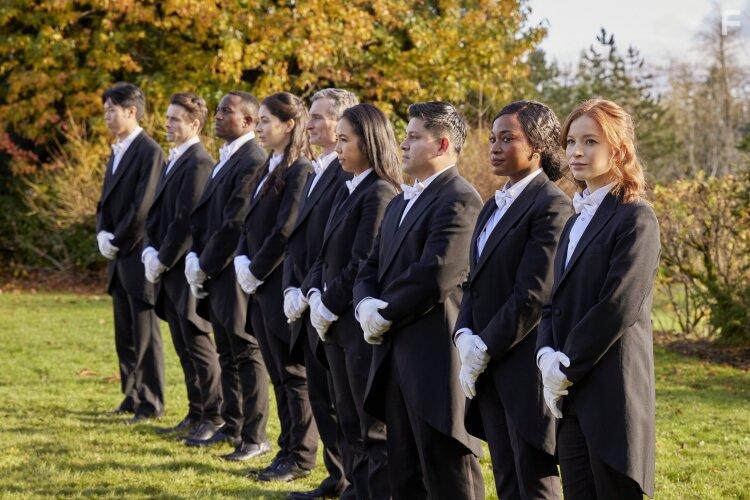 Stacey Farber, Edwin Perez, Manuela Sosa, and Corey Cott in Butlers in Love (2022)