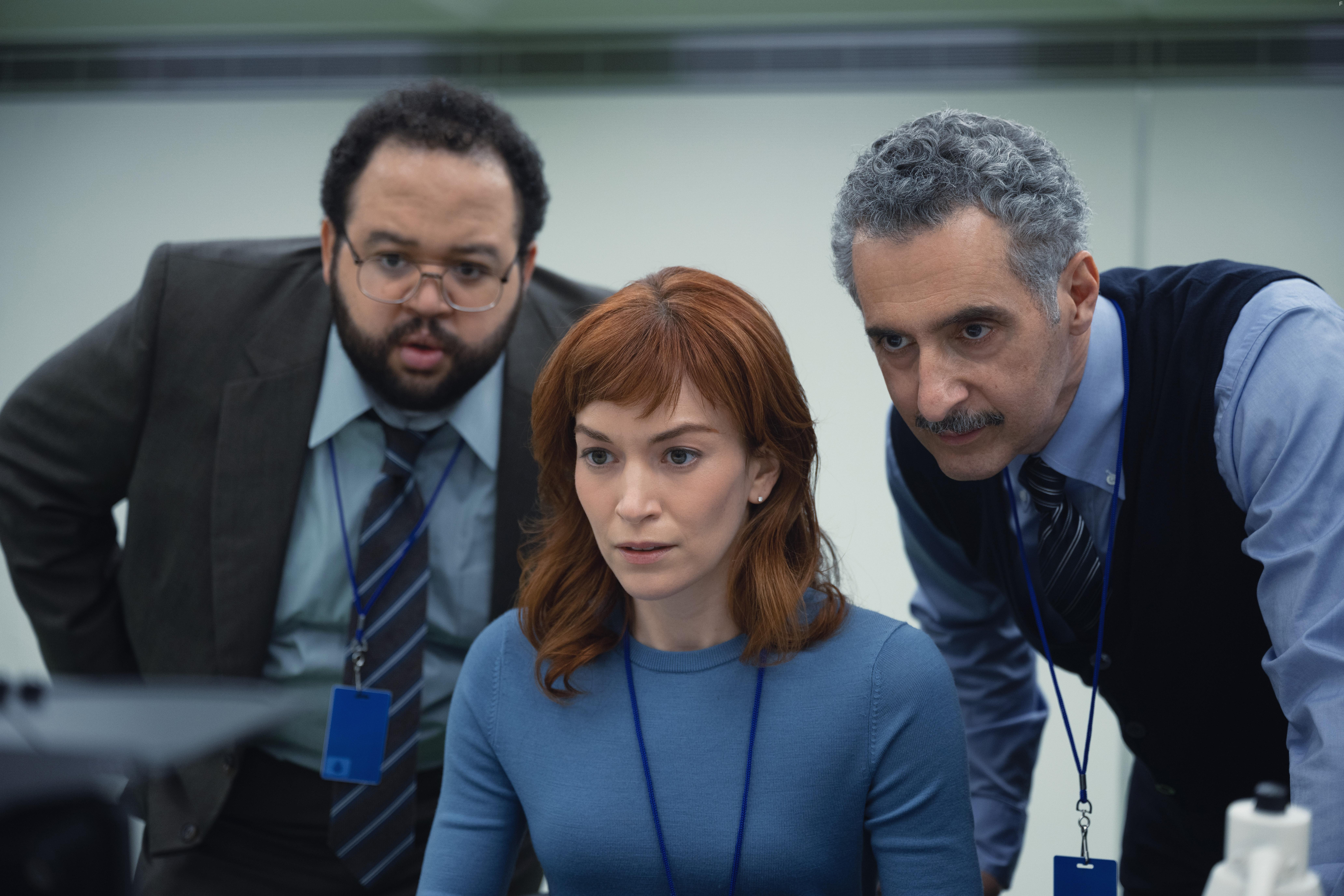 John Turturro, Britt Lower, and Zach Cherry in Severance (2022)