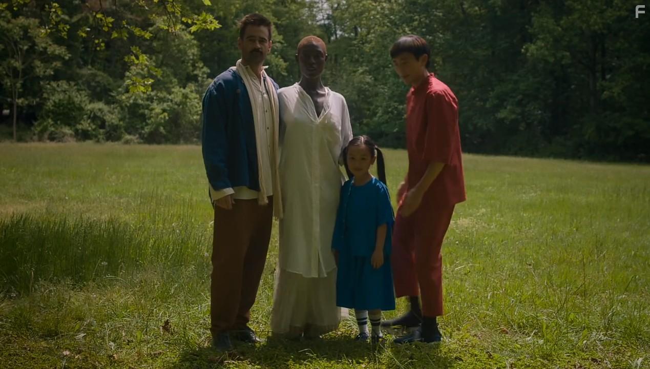 Colin Farrell, Jodie Turner-Smith, Justin H. Min, and Malea Emma Tjandrawidjaja in After Yang (2021)