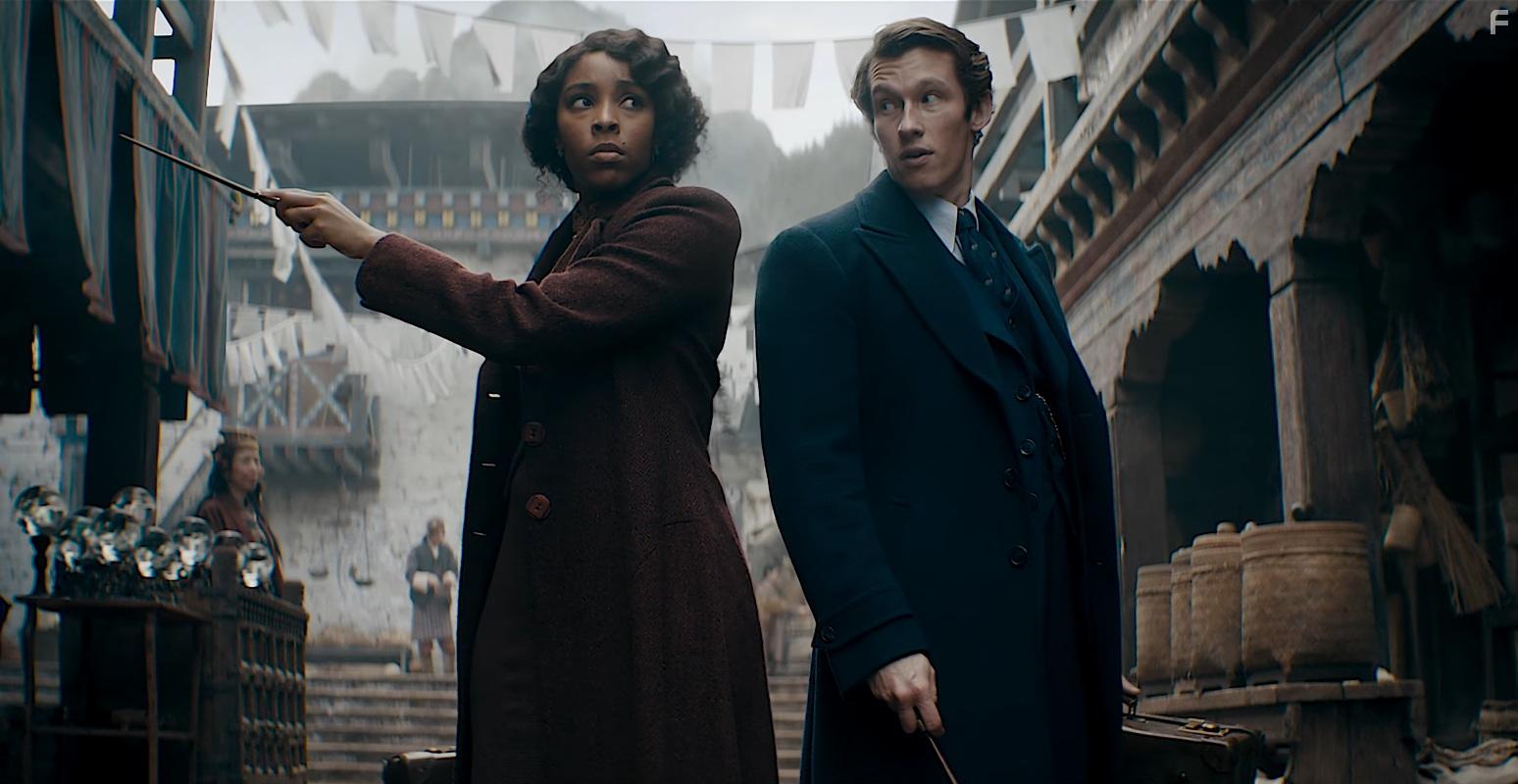 Jessica Williams and Callum Turner in Fantastic Beasts: The Secrets of Dumbledore (2022)