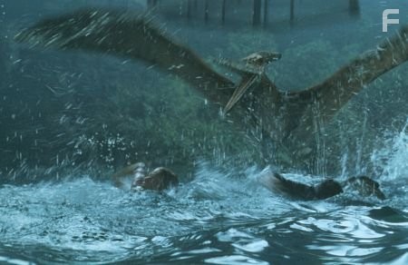 The pteranodon pursues a meal