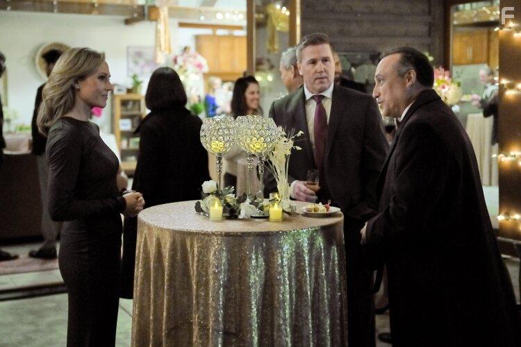 Nikki Deloach, Lochlyn Munro, and Jason Schombing in Dying for Chocolate: A Curious Caterer Mystery (2022)