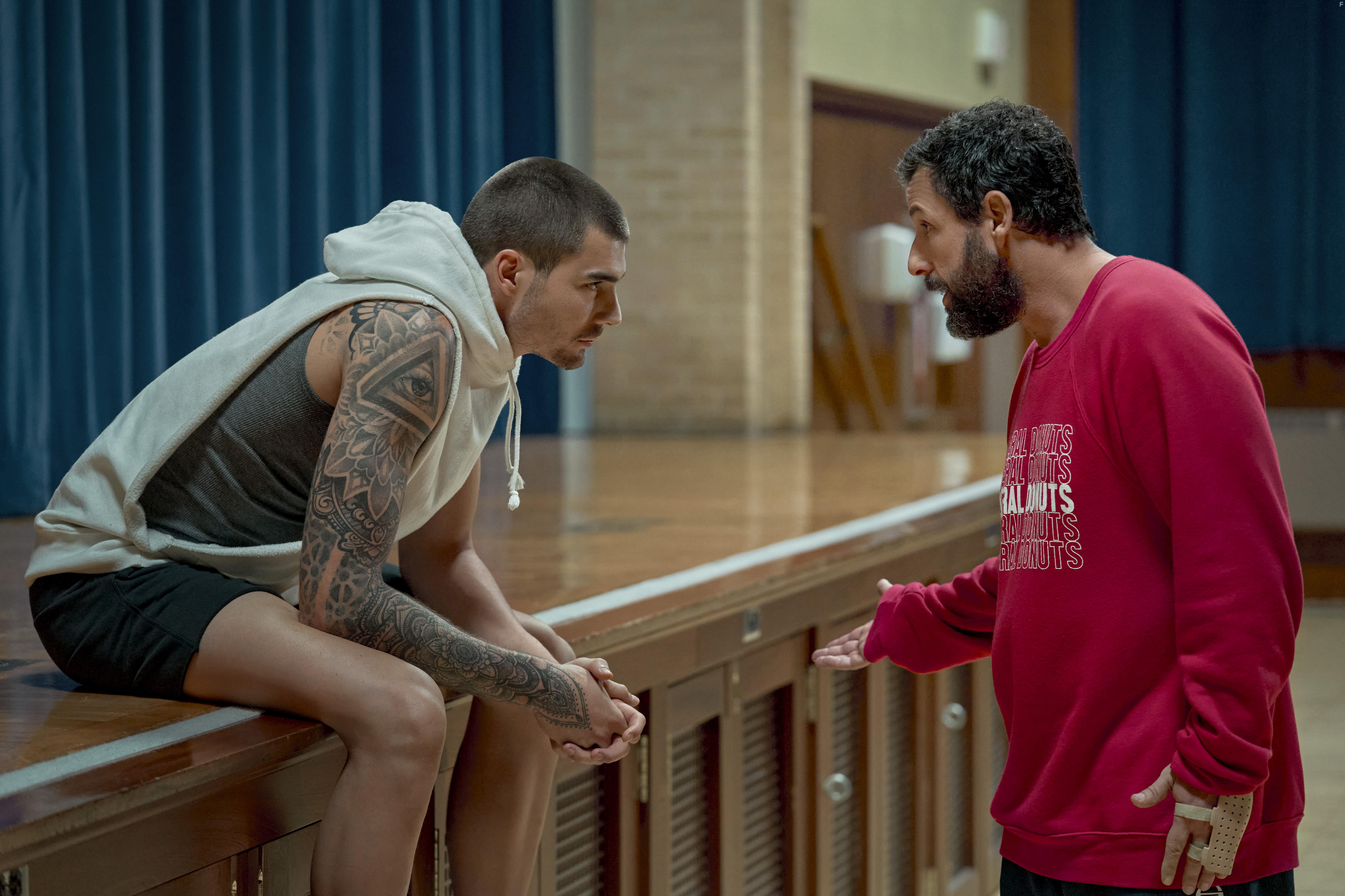 Adam Sandler and Juancho Hernangomez in Hustle (2022)
