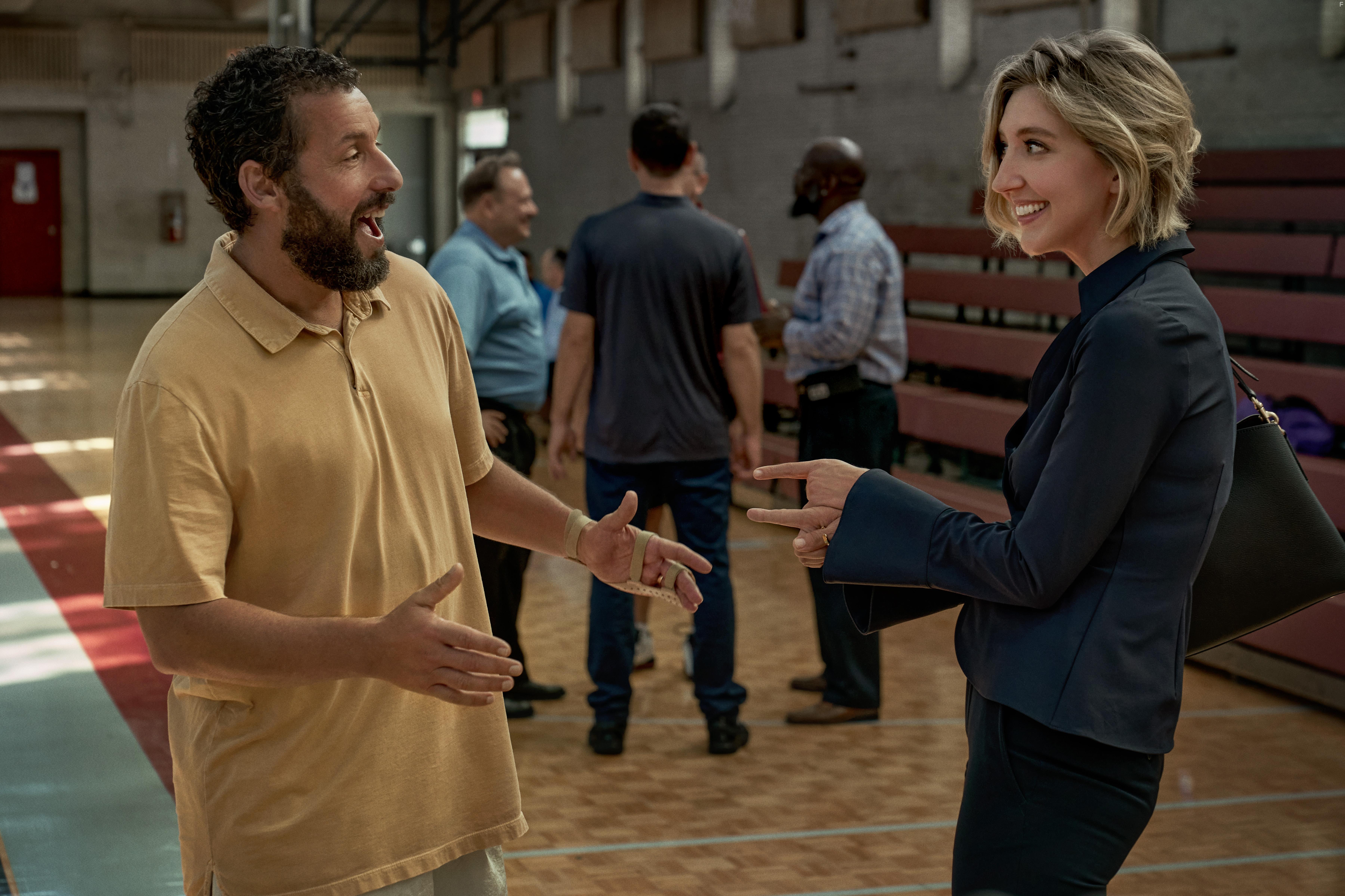 Adam Sandler and Heidi Gardner in Hustle (2022)