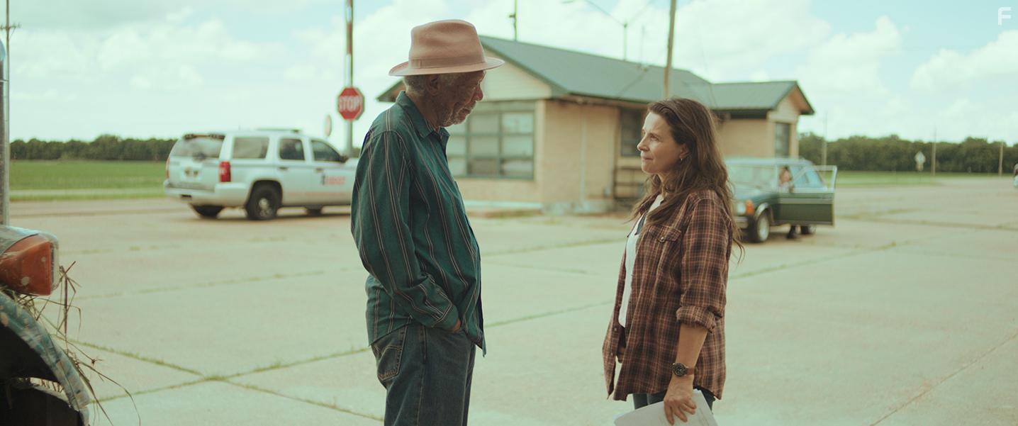 Morgan Freeman and Juliette Binoche in Paradise Highway (2022)