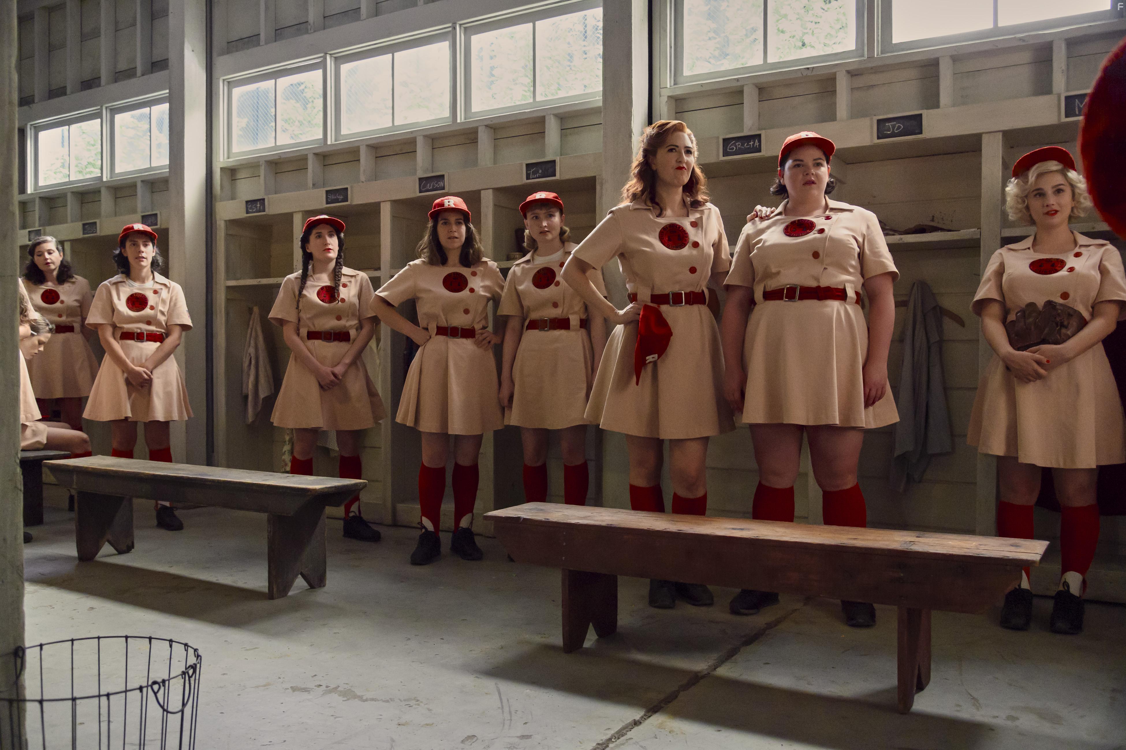 Kelly McCormack, Abbi Jacobson, and D'Arcy Carden in A League of Their Own: Batter Up (2022)