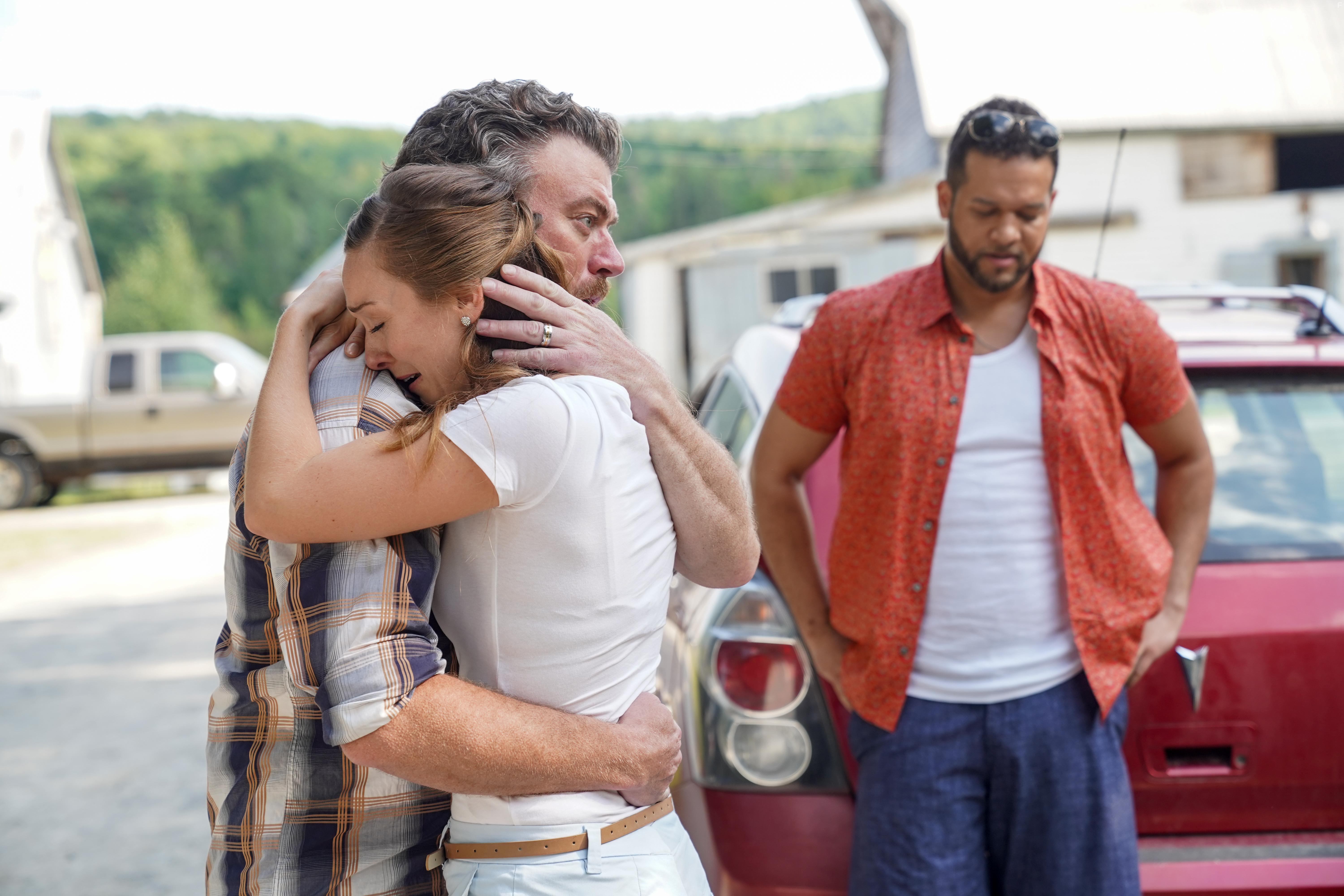 Robb Wells, Amy Groening, and Reid Price in Dawn, Her Dad & the Tractor (2021)