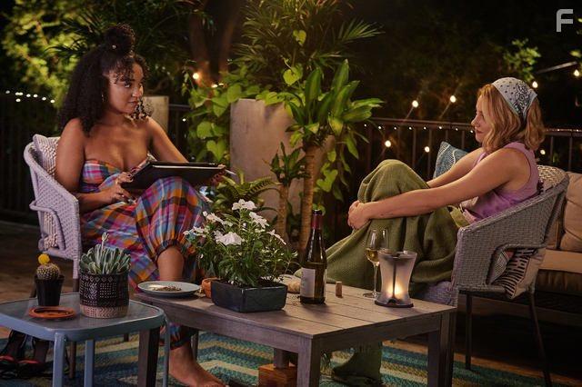 Aisha Dee and Lili Reinhart in Look Both Ways (2022)