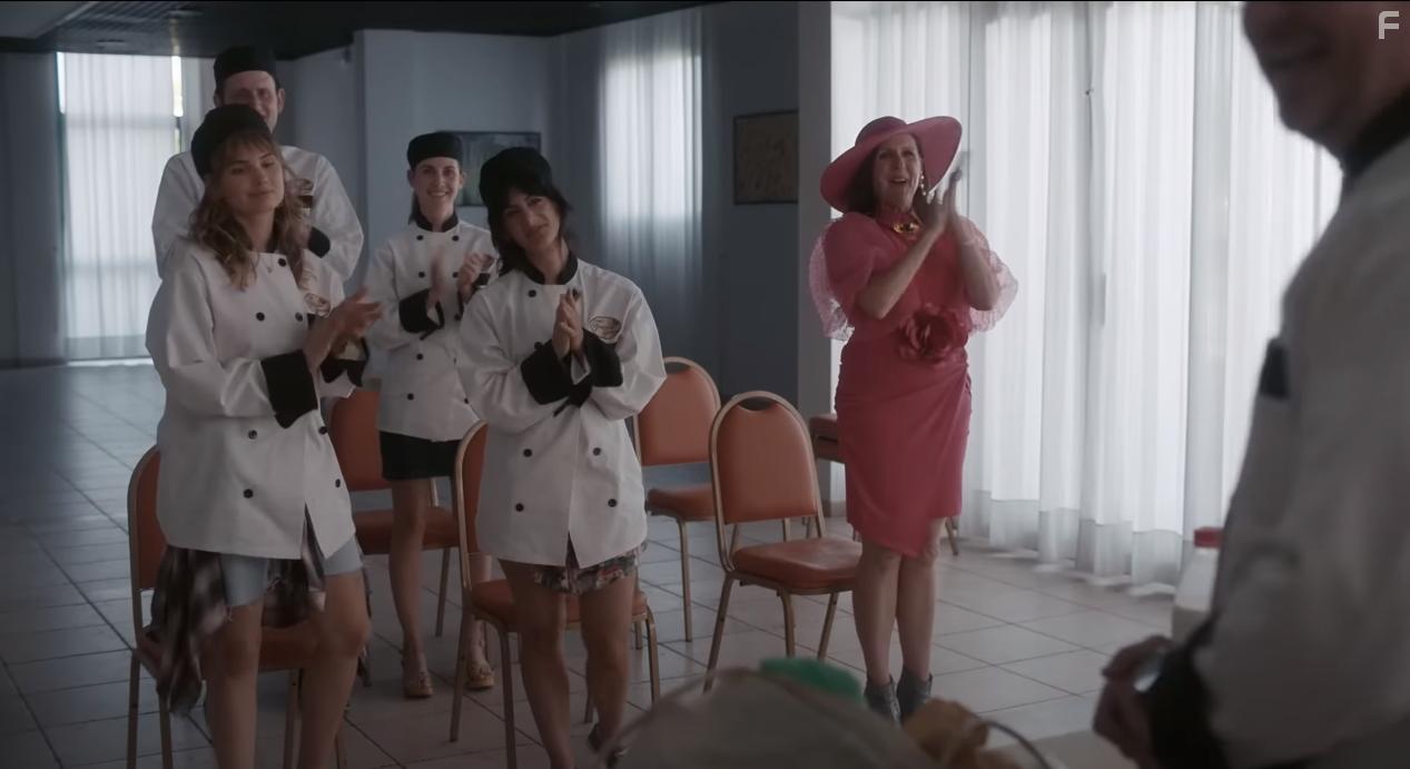 Molly Shannon, Alison Brie, Debby Ryan, and Ayden Mayeri in Spin Me Round (2022)