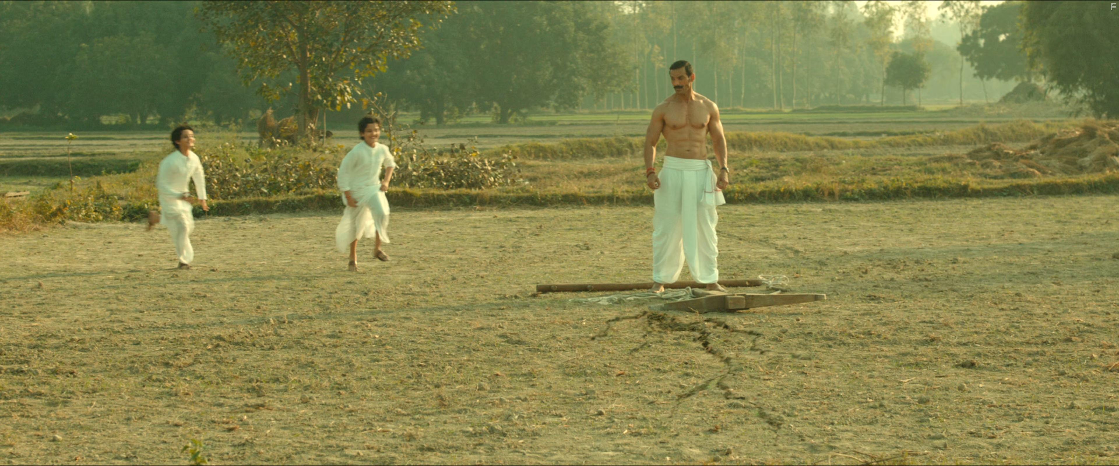 Shubh Saxena, John Abraham, and Shresthdeep Saxena in Satyameva Jayate 2 (2021)