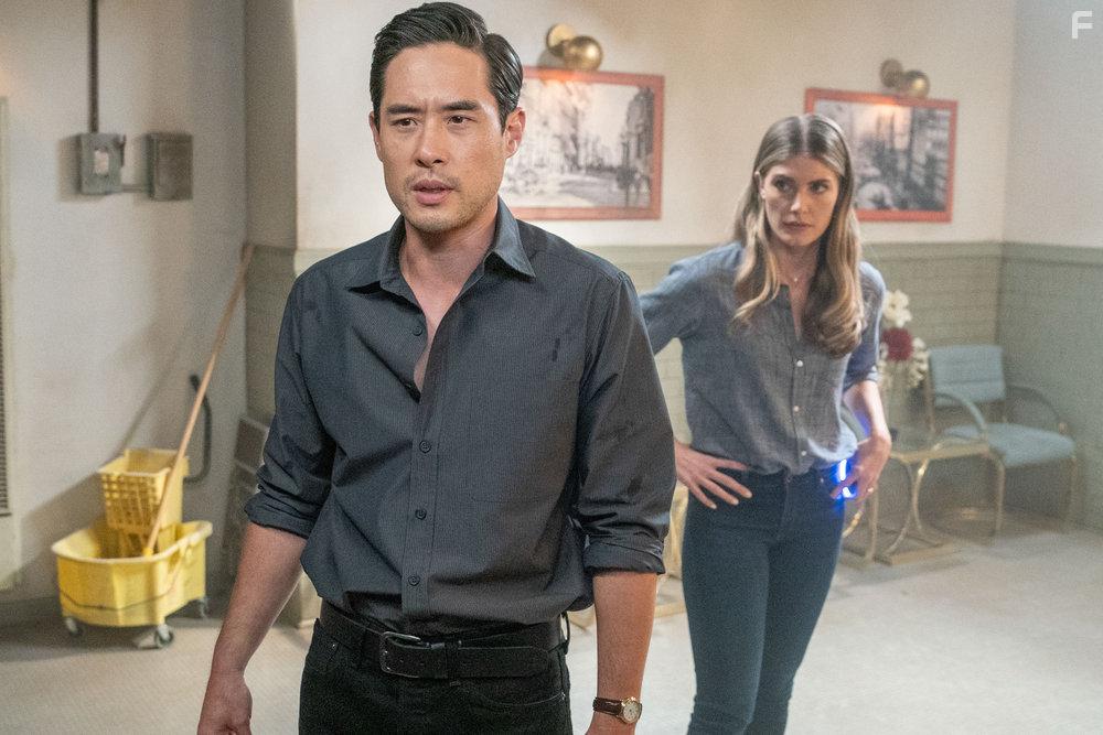 Raymond Lee and Caitlin Bassett in Quantum Leap (2022)