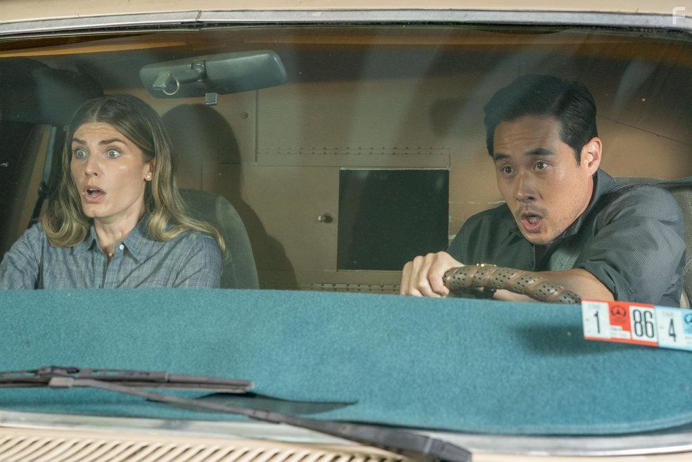 Raymond Lee and Caitlin Bassett in Quantum Leap (2022)