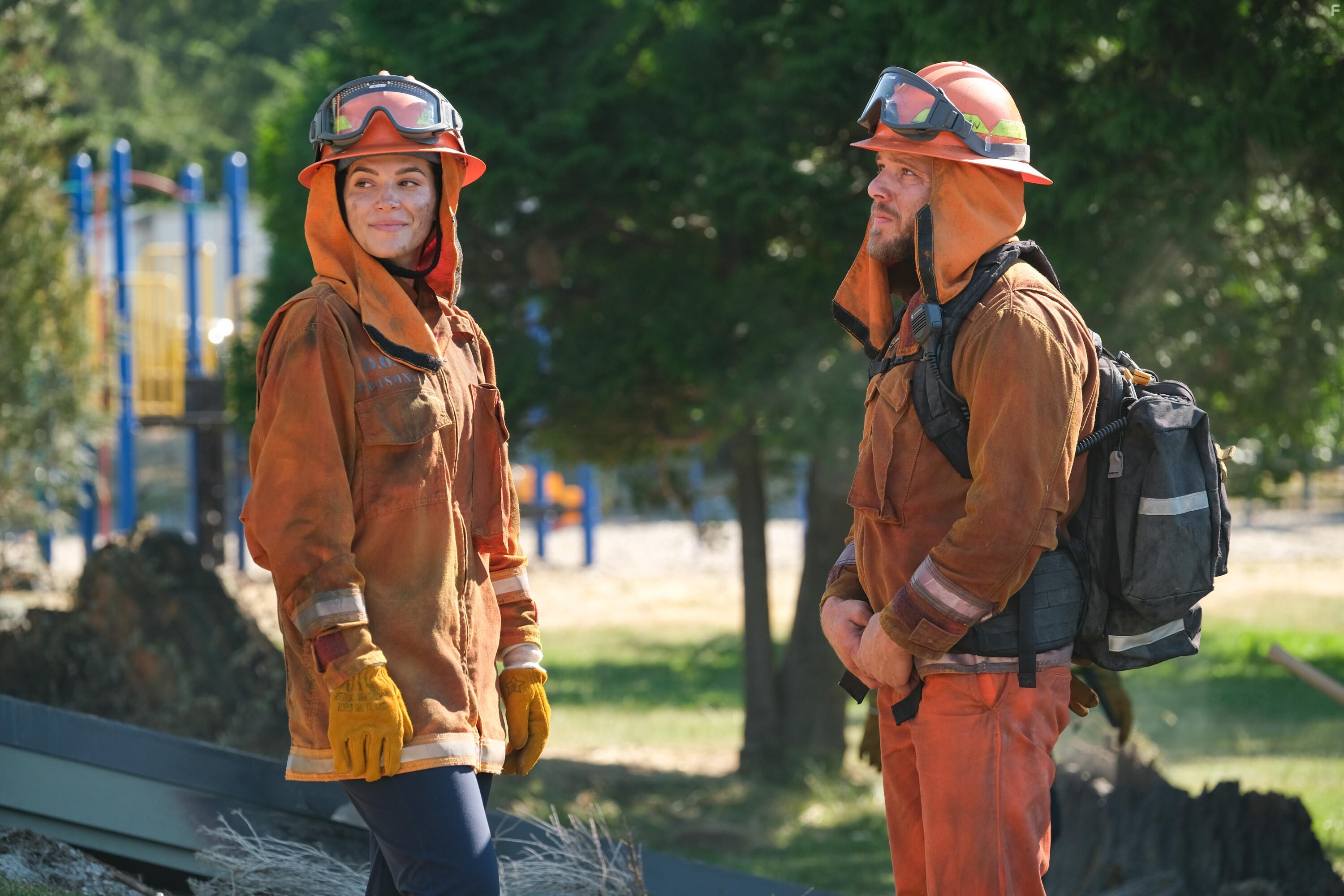 Max Thieriot and Stephanie Arcila in Fire Country (2022)