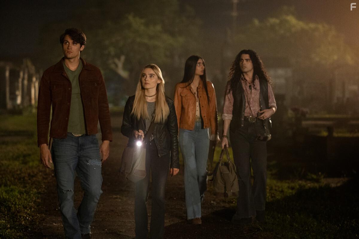 Jojo Fleites, Meg Donnelly, Nida Khurshid, and Drake Rodger in The Winchesters (2022)