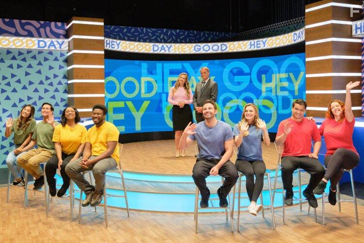 Mark Brandon, Jonathan Bennett, Brooke D'Orsay, Briana Buckmaster, Heather-Claire Nortey, Emma Pedersen, Quinnie Vu, Don Mike, Justin Lacey, and Timothy Daniel Selby in Wedding of a Lifetime (2022)