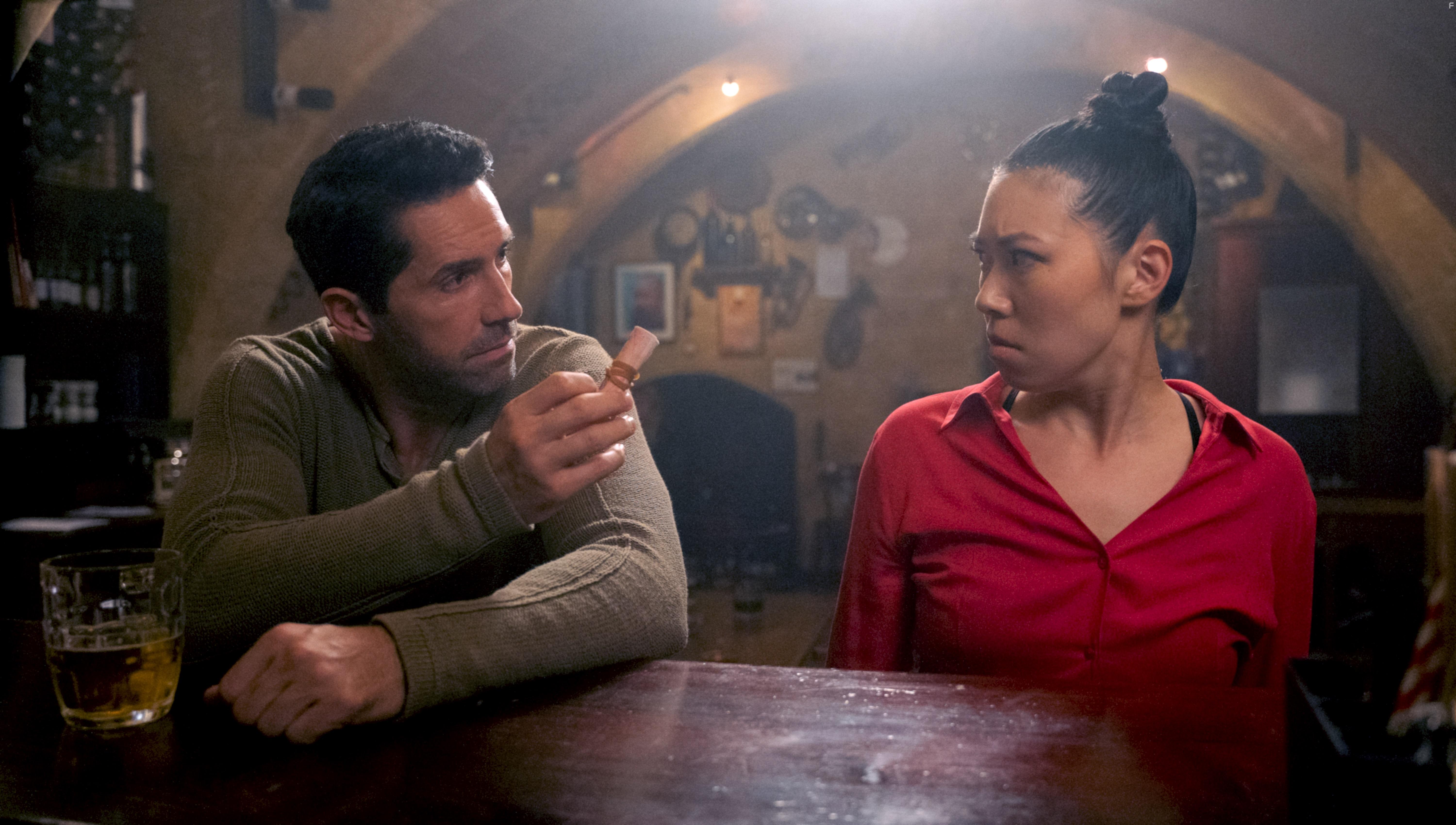 Scott Adkins and Sarah Chang in Accident Man 2 (2022)