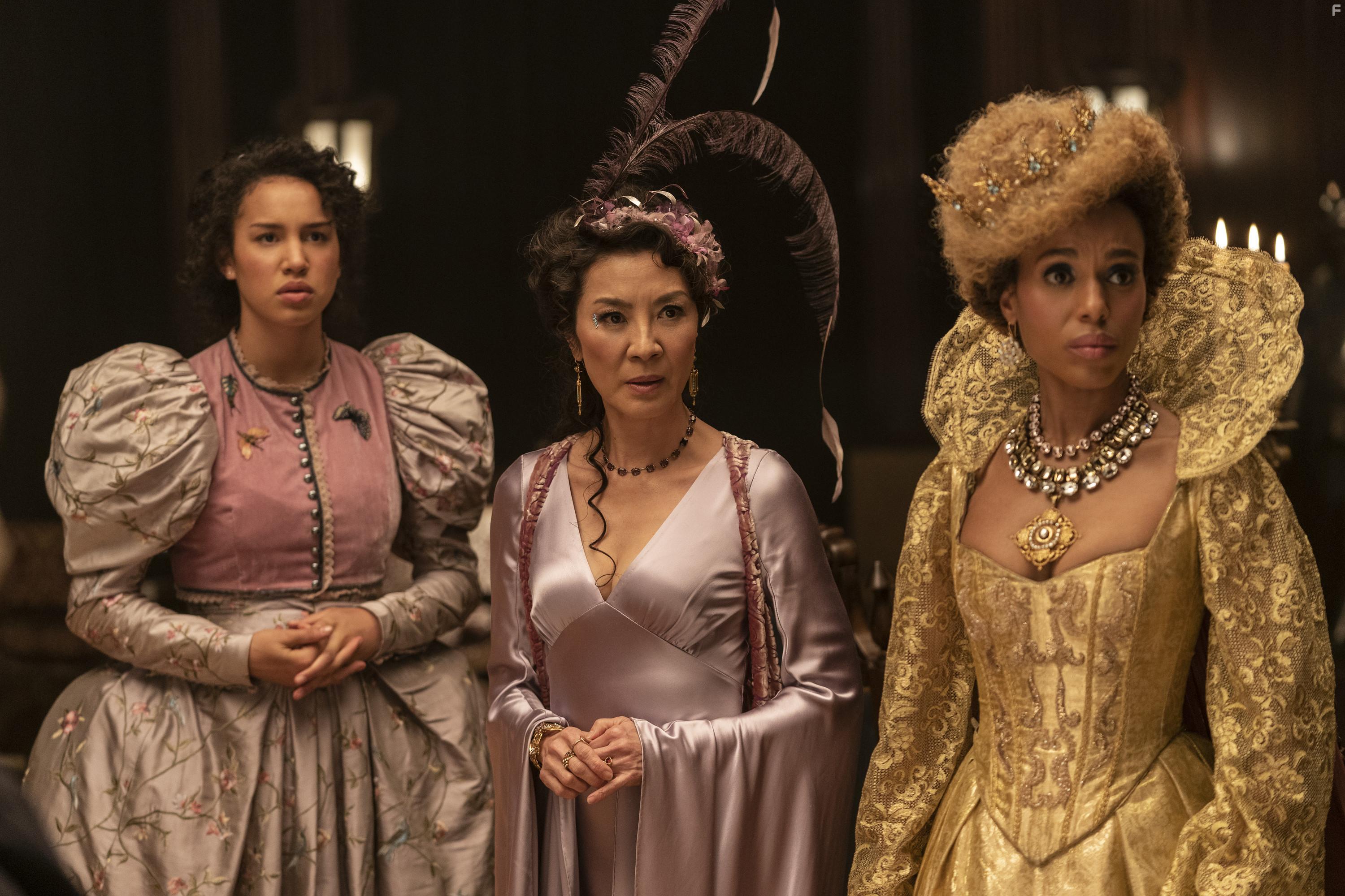 Michelle Yeoh, Kerry Washington, and Sofia Wylie in The School for Good and Evil (2022)