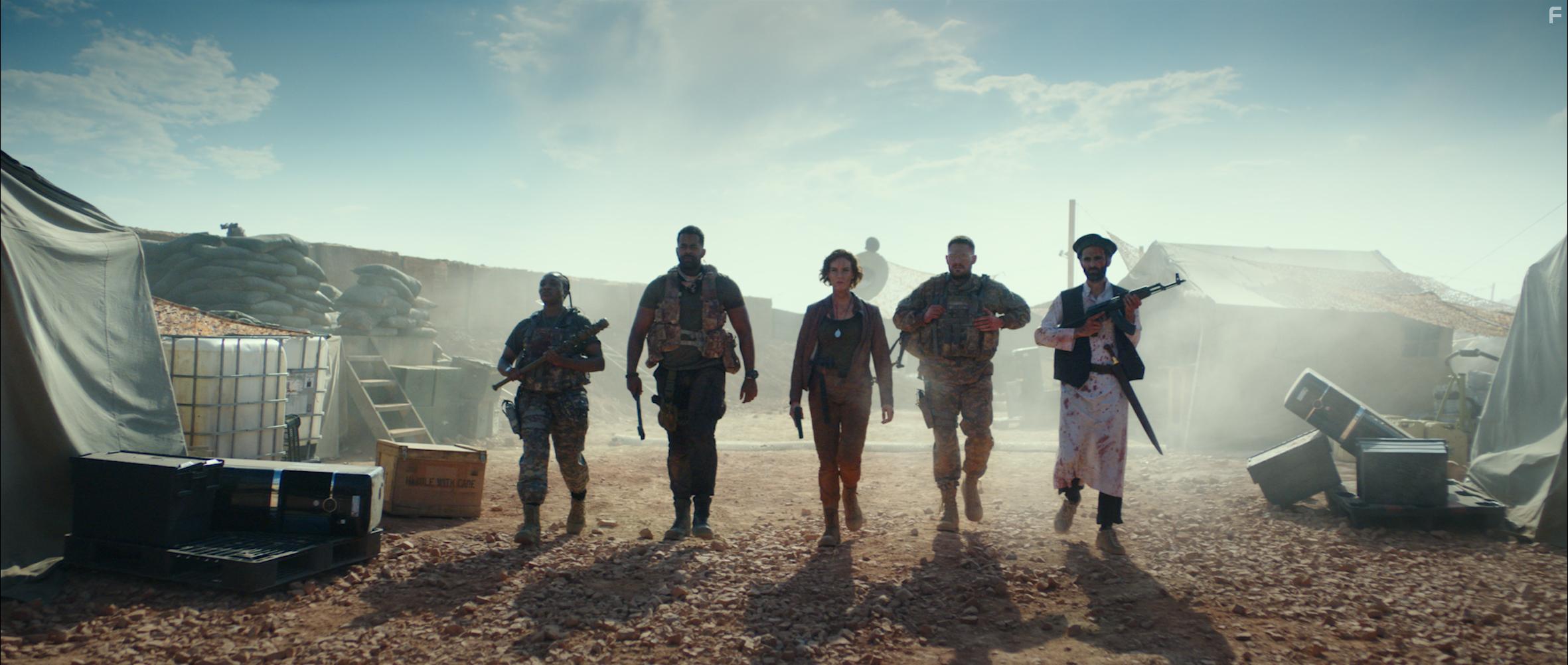 Neil Marshall, Troy Alexander, Kibong Tanji, Daniel-Konrad Cooper, Charlotte Kirk, Hadi Khanjanpour, and Mark Strepan in The Lair (2022)