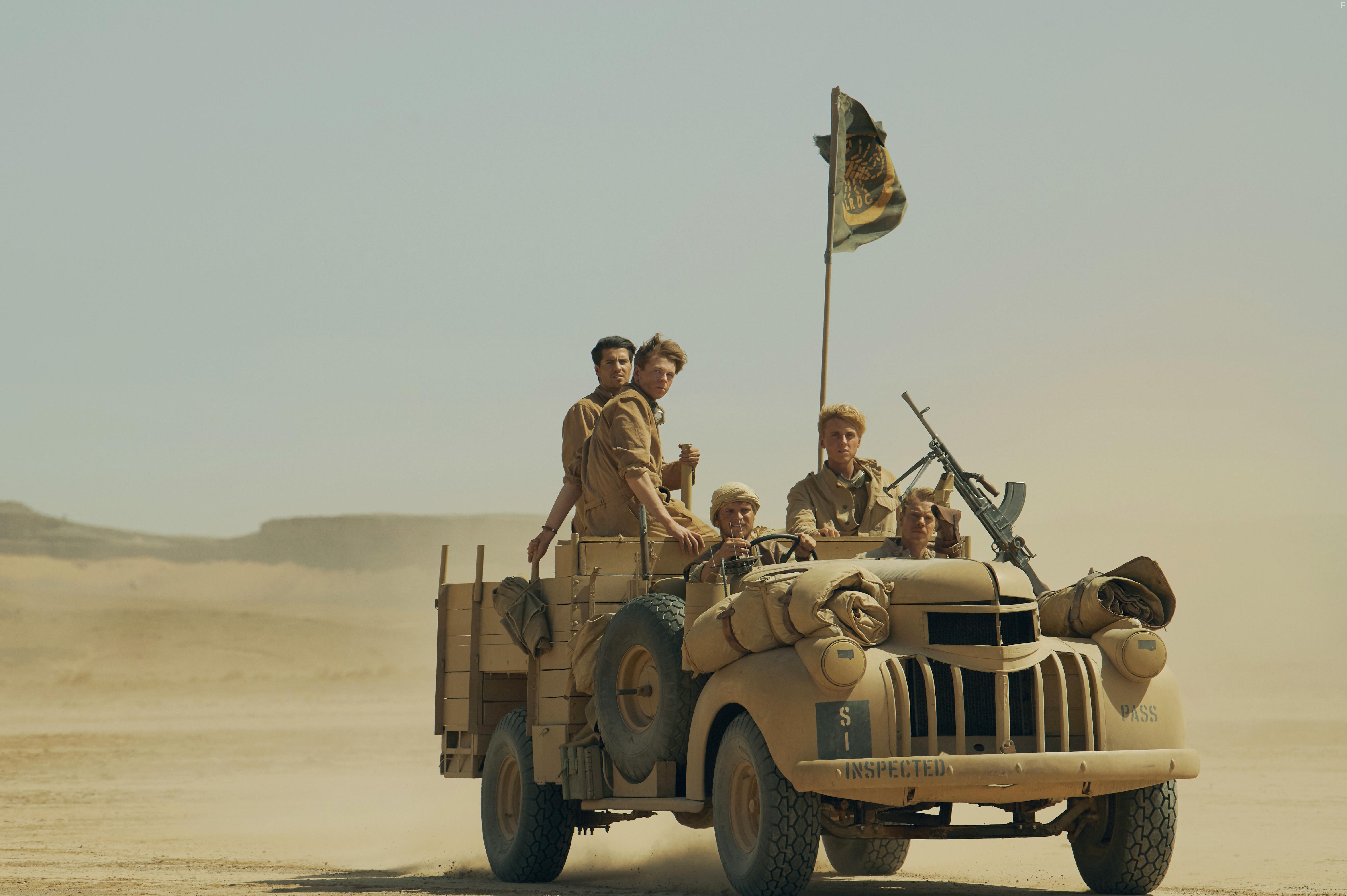 Alfie Allen, Jack O'Connell, Jacob McCarthy, and Connor Swindells in SAS Rogue Heroes (2022)